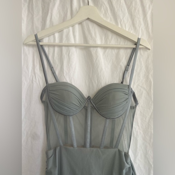 Miss Circle Grey Ruched Draping Mesh Corset Dress Size XS - Picture 8 of 16